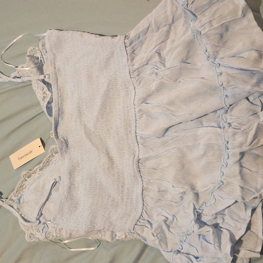 Francesca's Collections Light Blue Lace Tank Top - Picture 3 of 3